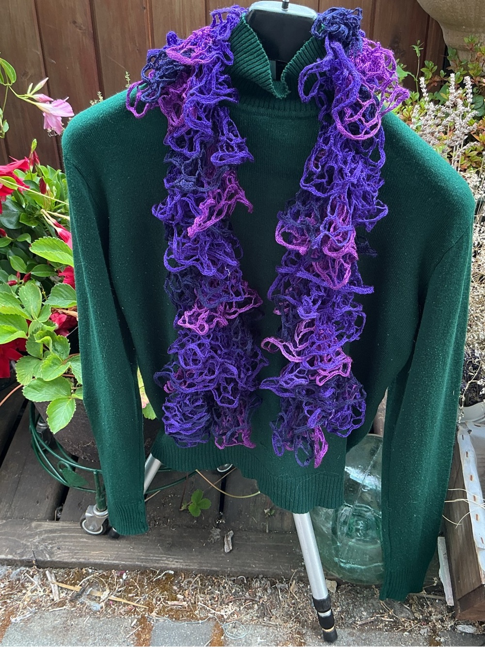 Handmade Purple Ruffle Scarf — Gradient Shades